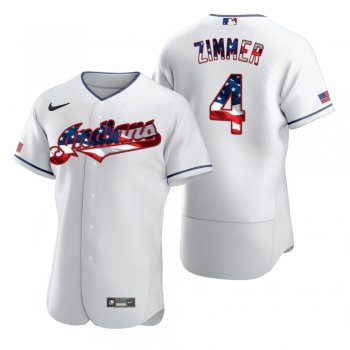 Men's Bradley Zimmer Cleveland Indians White 2020 Stars & Stripes 4th of July Jersey