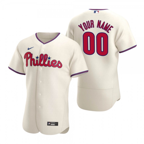 Men's Philadelphia Phillies Custom Nike Cream Authentic 2020 Alternate Jersey