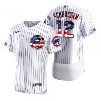 Men's Kyle Schwarber Chicago Cubs White 2020 Stars & Stripes 4th of July Jersey