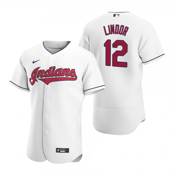 Men's Cleveland Indians Francisco Lindor Nike White Authentic 2020 Home Jersey