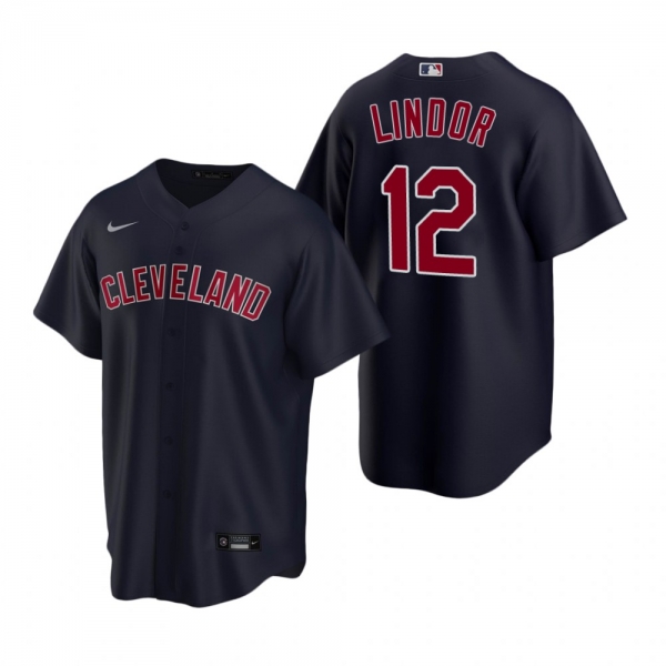 Men's Cleveland Indians Francisco Lindor Nike Navy Replica Alternate Jersey