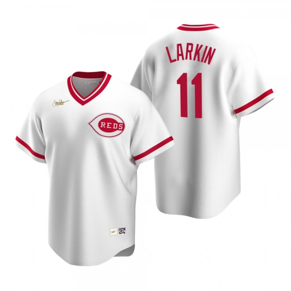 Men's Cincinnati Reds Barry Larkin Nike White Cooperstown Collection Home Jersey