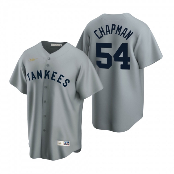 Men's New York Yankees Aroldis Chapman Nike Gray Cooperstown Collection Road Jersey