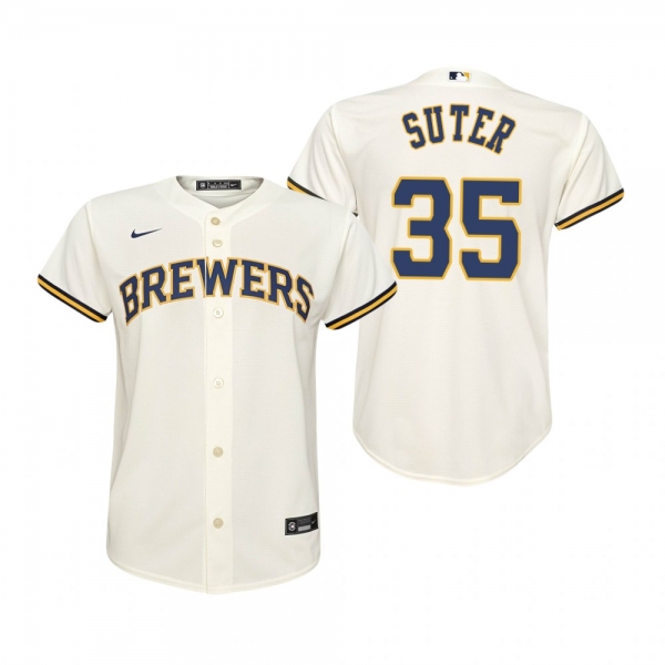 Youth Milwaukee Brewers Brent Suter Nike Cream Replica Home Jersey