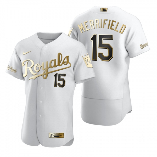 Men's Kansas City Royals Whit Merrifield Nike White Authentic Golden Edition Jersey