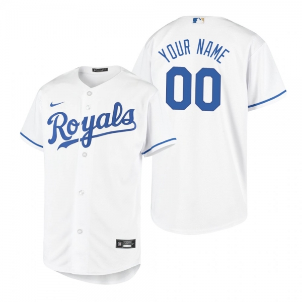 Youth Kansas City Royals Custom Nike White 2020 Replica Home Jersey