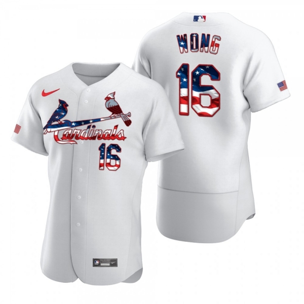 Men's Kolten Wong St. Louis Cardinals White 2020 Stars & Stripes 4th of July Jersey