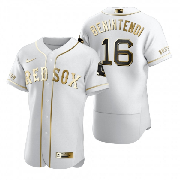 Men's Boston Red Sox Andrew Benintendi Nike White Authentic Golden Edition Jersey