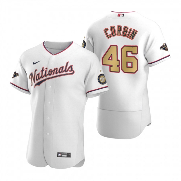 Men's Washington Nationals Patrick Corbin Nike White 2020 Gold Program Authentic Jersey