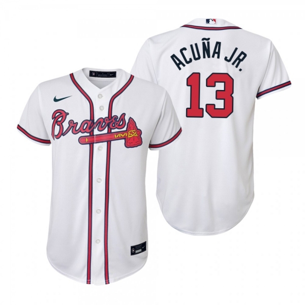 Youth Atlanta Braves Ronald Acuna Jr. Nike White Replica Home Jersey