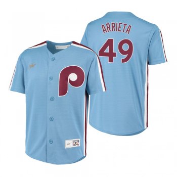 Youth Philadelphia Phillies Jake Arrieta Nike Light Blue Cooperstown Collection Road Jersey