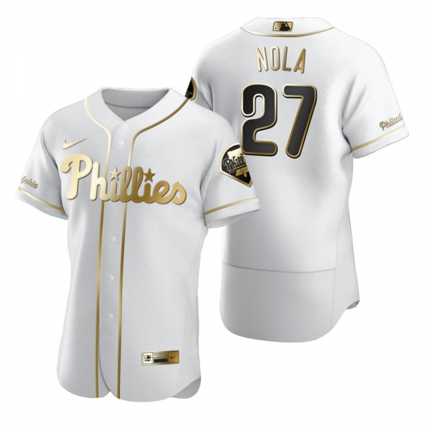 Men's Philadelphia Phillies Aaron Nola Nike White Authentic Golden Edition Jersey