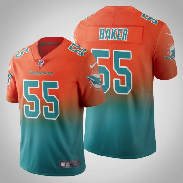 Miami Dolphins Jerome Baker Men's Aqua Gradient Jersey Color Crash