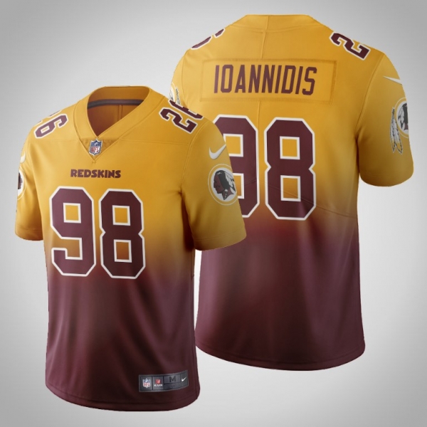 Washington Redskins Matt Ioannidis Men's Burgundy Gradient Jersey Color Crash