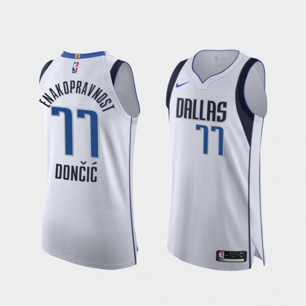 Luka Doncic Enakopravnost Social Justice Authentic Mavericks White Jersey - 2020