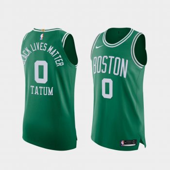 Jayson Tatum BLM Social Justice Authentic Celtics Green Jersey - 2020 Orlando Playoffs