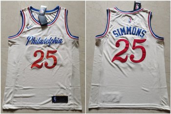 76ers 25 Ben Simmons Cream 2019-20 City Edition Nike Swingman Jersey