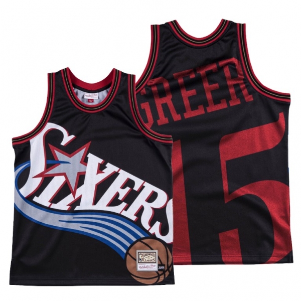 Philadelphia 76ers Hal Greer Black HWC Big Face #15 Jersey