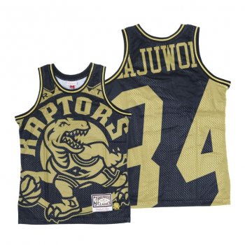 Raptors Hakeem Olajuwon #34 Big Face Black Gold Jersey