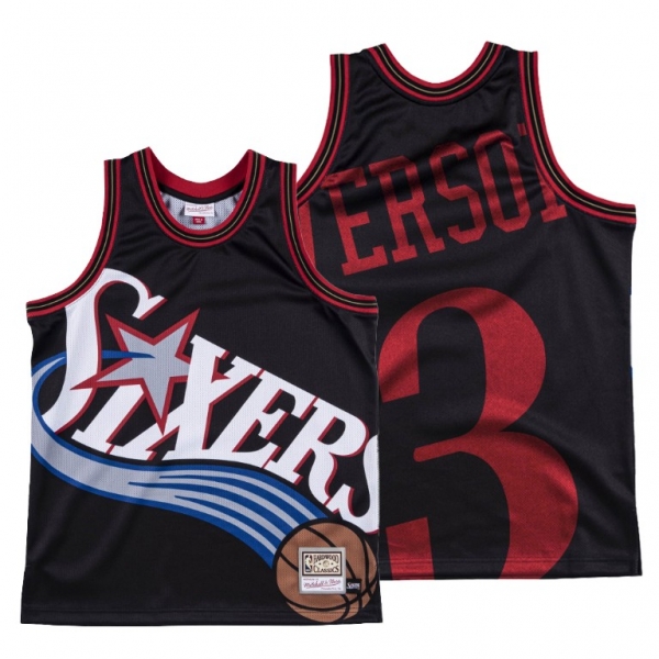 Philadelphia 76ers Allen Iverson Black HWC Big Face #3 Jersey