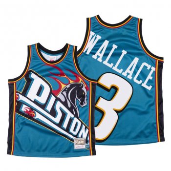 Detroit Pistons #3 Ben Wallace Blue Big Face HWC Jersey