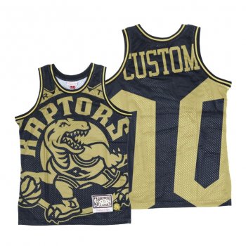 Raptors Custom #00 Big Face Black Gold Jersey