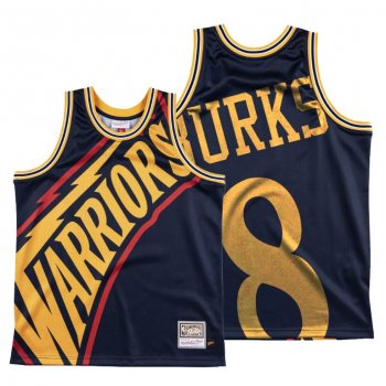 Golden State Warriors Alec Burks Navy HWC Big Face #8 Jersey