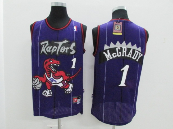 Raptors 1 Tracy McGrady Purple Hardwood Classics Jersey