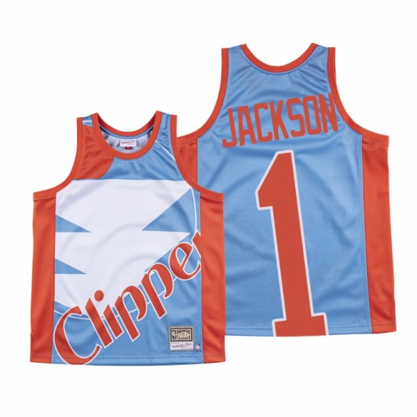 Reggie Jackson Los Angeles Clippers Big Face #1 Blue HWC Jersey