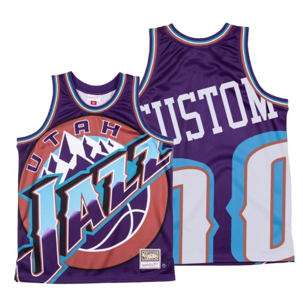 Jazz Custom #00 Big Face Purple Jersey