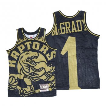 Raptors Tracy McGrady #1 Big Face Black Gold Jersey