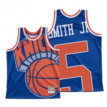 Dennis Smith Jr. New York Knicks Big Face #5 Blue Hardwood Classics Jersey