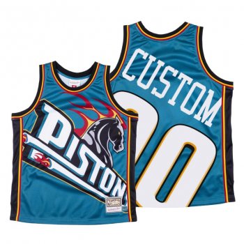 Detroit Pistons #00 Custom Blue Big Face HWC Jersey