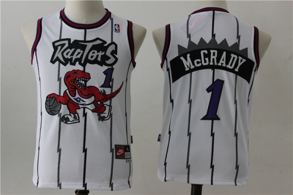 Youth Raptors 1 Tracy McGrady White Swingman Jersey