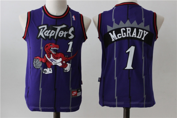 Youth Raptors 1 Tracy McGrady Purple Swingman Jersey