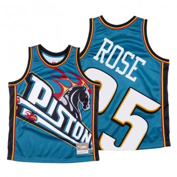 Detroit Pistons #25 Derrick Rose Blue Big Face HWC Jersey