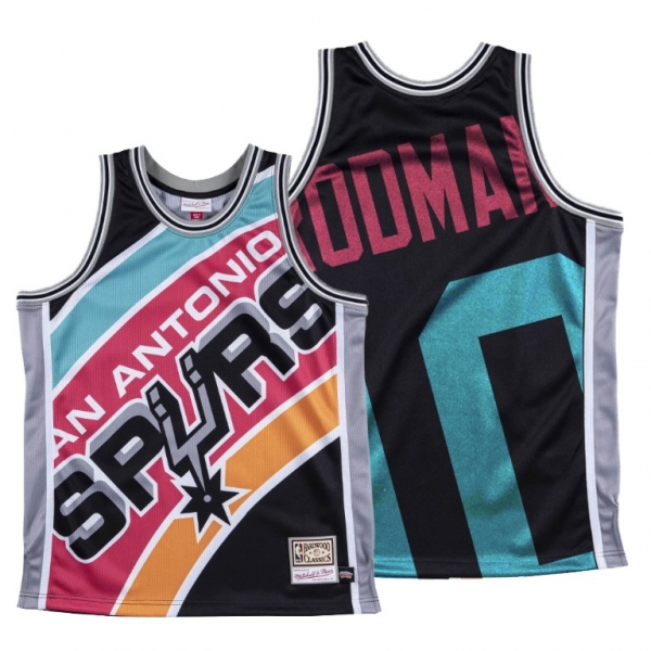 San Antonio Spurs Dennis Rodman Black HWC Big Face #10 Jersey