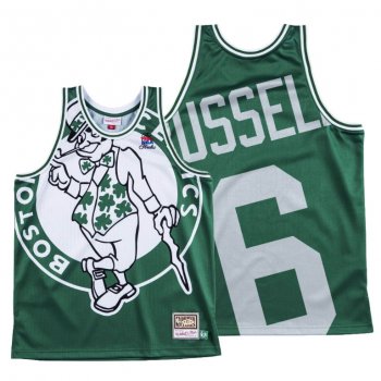 Boston Celtics Bill Russell Green HWC Big Face #6 Jersey