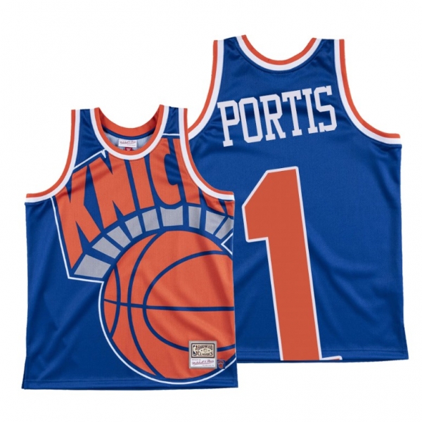 Bobby Portis New York Knicks Big Face #1 Blue Hardwood Classics Jersey