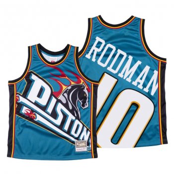 Detroit Pistons #10 Dennis Rodman Blue Big Face HWC Jersey