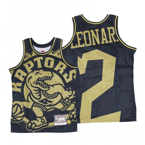 Raptors Kawhi Leonard #2 Big Face Black Gold Jersey