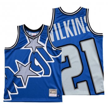 Orlando Magic Dominique Wilkins Royal HWC Big Face #21 Jersey