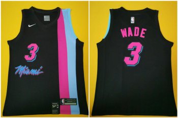 Heat 3 Dwyane Wade Black Nike Swingman Jersey