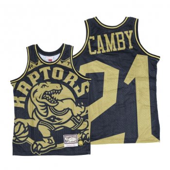 Raptors Marcus Camby #21 Big Face Black Gold Jersey