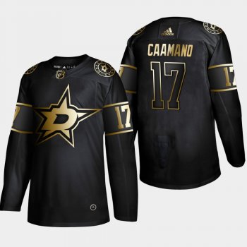 Dallas Stars Nick Caamano #17 Authentic NHL Golden Edition Black Jersey - Men's