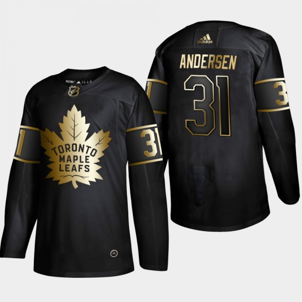 Men's Toronto Maple Leafs Frederik Andersen #31 2019 NHL Golden Edition Black Authentic Player Jersey