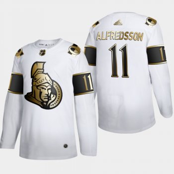 Men's Ottawa Senators Daniel Alfredsson #11 NHL Golden Edition White Retired Authentic Jersey