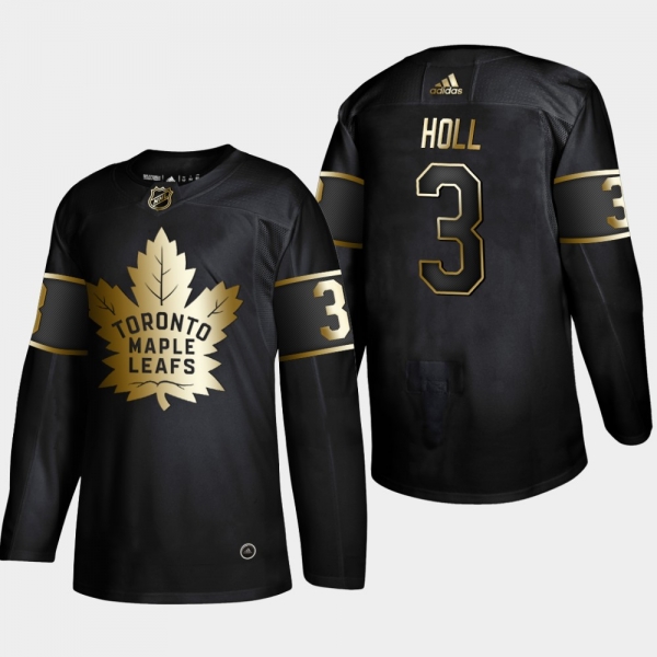 Men's Toronto Maple Leafs Justin Holl #3 Black 2019 NHL Golden Edition Authentic Player Jersey