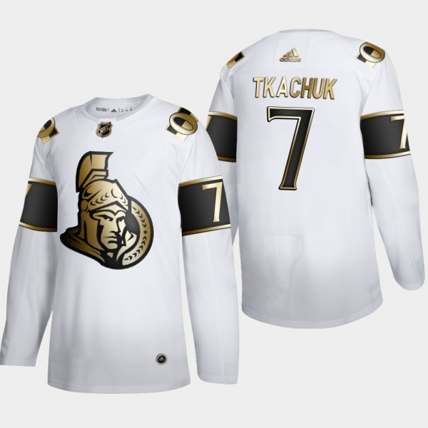 Men's Ottawa Senators Brady Tkachuk #7 NHL Golden Edition White Authentic Jersey