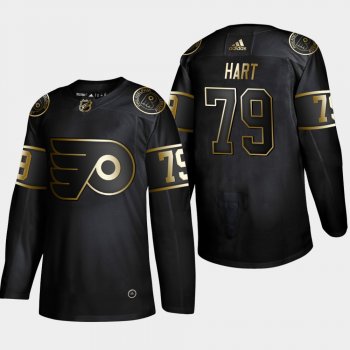 Men's Philadelphia Flyers Carter Hart #79 2019 NHL Golden Edition Black Authentic Player Jersey